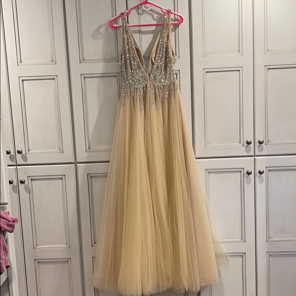 Jovani Champagne Gown ALTERED size 12 - Picture 2 of 5